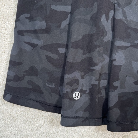 Lululemon Pace Rival Pleated Skirt Women's 10 Reg Black Camo Gym Yoga Run - Picture 9 of 10